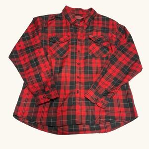 Dixxon Barrett Jackson Flannel Shirt Mens XXL Flap Pocket Button Up Red Plaid